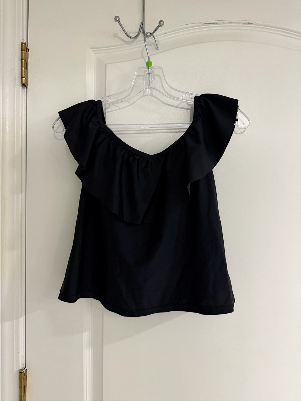 Black Shirt With Ruffle Collar